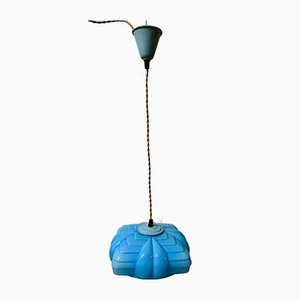 Art Deco Blue Tulip Ceiling Lamp, 1920s