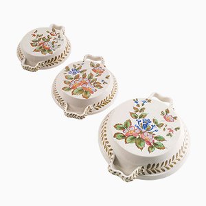 Multicolored Floral Porcelain Dishes from Ceramiche e Porcellane Moretti, 1934, Set of 4