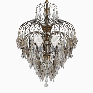 Hollywood Regency Crystal and Glass Chandelier, 1970s