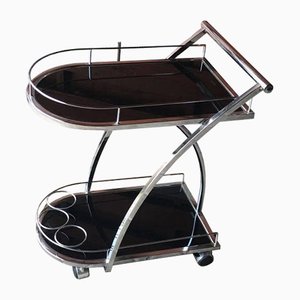 Italian Glass and Chrome Trolley, 1970s