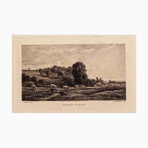 Charles-françois Daubigny - Landscape Berri - Gravure à l'Eau-Forte, 19ème Siècle