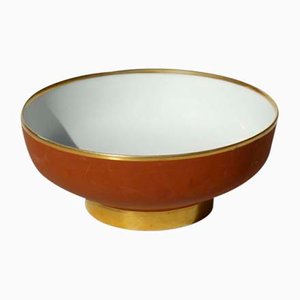 Italian Art Deco 24-Karat Gold & Porcelain Bowl from Arrigo Finzi, 1920s