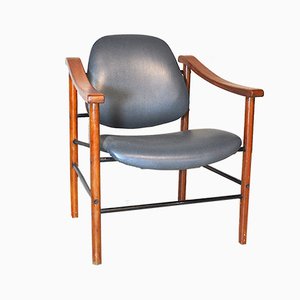 Italian Mahogany & Leather Dining Chairs, 1960s, Set of 4