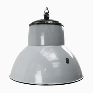 Mid-Century Dutch Industrial Grey Enamel Ceiling Lamp from Philips