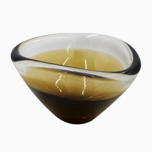 Mid-Century Scandinavian Gold & Brown Sommerso Glass Bowl, 1950s