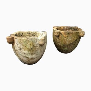 Large 19th Century French Marble Mortars, 1846, Set of 2