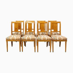 Empire Style French Elm Dining Chairs, 1920s, Set of 8