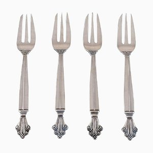 Forchette da pasticceria in argento di Georg Jensen Acanthus, anni '20, set di 2