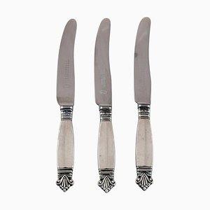 Fruit Knives in Sterling Silver and Stainless Steel by Georg Jensen Acanthus, Set of 3