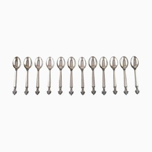 Cucchiaini da tè in argento di Georg Jensen Acorn, set di 12