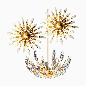 Italienische Leuchten aus Kristall & Vergoldetem Messing von Stilkronen, 3er Set