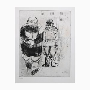 Marc Chagall - L'uomo senza passaporto davanti al capitano Ispravnik - Acquaforte