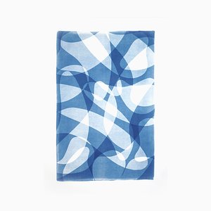 Line Konturen mit Farbverlauf, Monotype Blue Tones Prints, Avantgarde Stil, 2021
