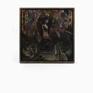 Jeet Chhabda, Femme et Escalier, Collage sur Toile