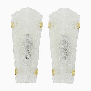 Large Angular Ice Glass Sconces from Hillebrand Lighting, Germany, 1960s, Set of 2