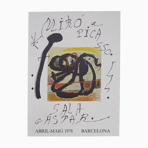 Vintage Pablo Picasso & Miro Poster Ausstellung Sala Gaspar, Barcelona, ​​1978