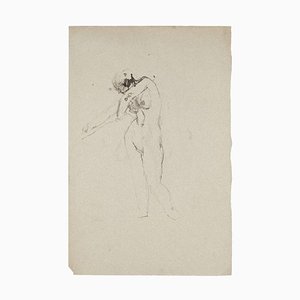 Jeanne Daour, Nude, China Ink and Watercolor, Mid-20th Century