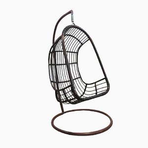 Vintage Rattan & Bamboo Hanging Egg Chair