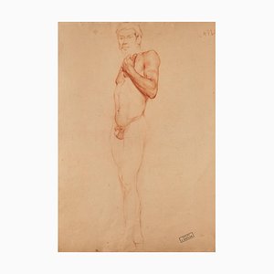 Joseph Kaplan, Nude, Sanguine on Paper, 1940s