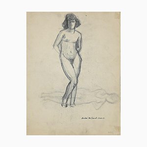 Nackte Frau, Bleistift auf Papier, André Meaux-Saint-Marc, frühes 20. Jahrhundert