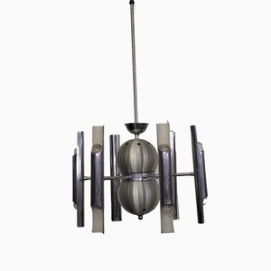 Chromed Ceiling Lamp from Toscana Luce, 1970s