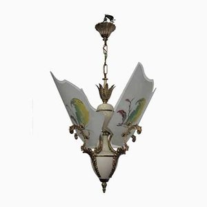 Glass, Brass, Plastic & Aluminum Ceiling Lamp, 1950s