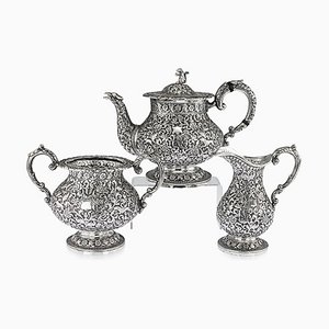 Antique Solid Silver Hunting Tea Set, Set of 3