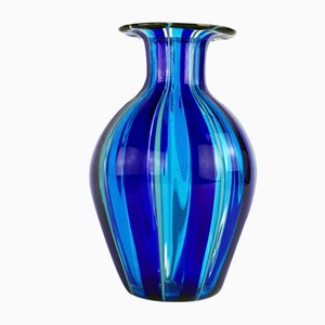Vaso a strisce in vetro di Murano di Valter Rossi per VRM