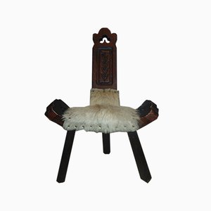 Vintage Art Deco Stuhl aus geschnitztem Holz