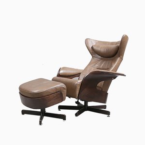 Leather Amanda Armchair with Ottoman from Brunstad Møbler, 1990s