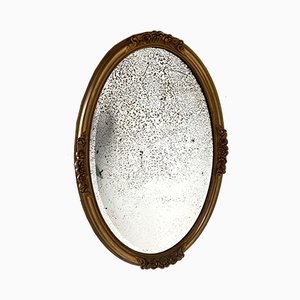 Antique Gilt and Mercury Plate Oval Mirror