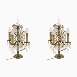 Lampes de Bureau Antique Art Nouveau en Bronze, Set de 2