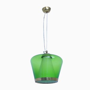 Plafonnier Mid-Century en Verre Vert