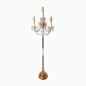 Lead Crystal Gilded Three-Arm Floor Lamp