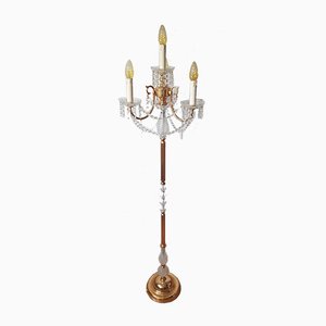 Lead Crystal Gilded Three-Arm Floor Lamp