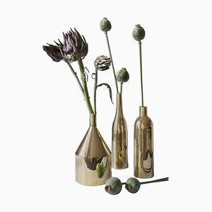 Via Fondazza Large Brass Vases by Paolo Dell'Elce, Set of 3