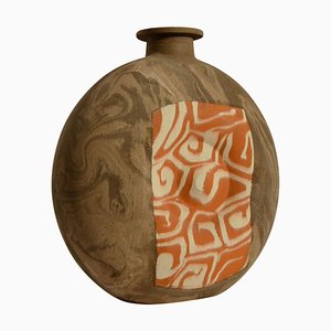 Jarrón decorativo grande de cerámica con motivos geométricos