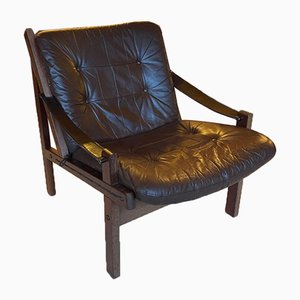 Leather Hunter Chair by Torbjorn Afdal for Bruksbo, 1960s