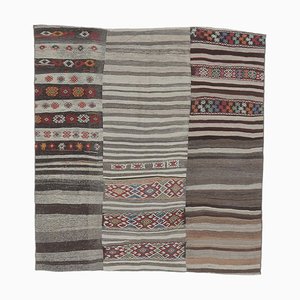 Tappeto Oushak di lana Kilim 7x7 vintage fatto a mano, Turchia