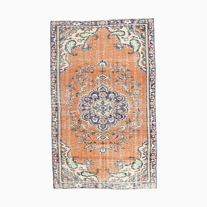 Tapis Oushak 4x7 Vintage Fait Main en Laine, Turquie