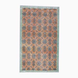 Alfombra Oushak turca vintage floral 4x7 de lana