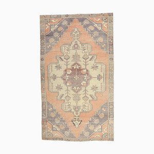 Tapis de Couloir 4x7 Vintage Oushak Fait à la Main en Laine Orange, Turquie