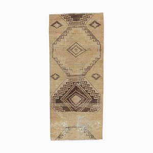 Tappeto da ingresso Oushak vintage in lana fatta a mano 2x5 vintage, Turchia