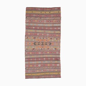 Türkischer Vintage 6x11 Oushak Kilim Teppich aus roter Wolle