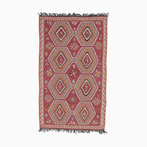 Alfombra Kilim Oushak turca vintage 5x9 de lana roja