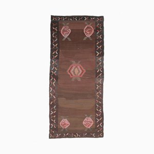 Alfombra Oushak Kilim de pasillo 6x14 vintage ancha hecha a mano