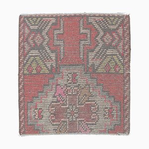 2x2 Vintage Turkish Oushak Handmade Wool Square Rug or Doormat