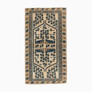 Tapis de Couloir 3x6 Vintage Oushak Fait Main en Laine Beige, Turquie