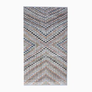 Tapis Check 4x7 Vintage Oushak Fait Main en Laine, Turquie