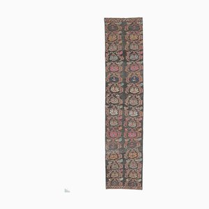 Tapis Oushak Long Fait Main Vintage Floral en Laine, Turquie, 3x15